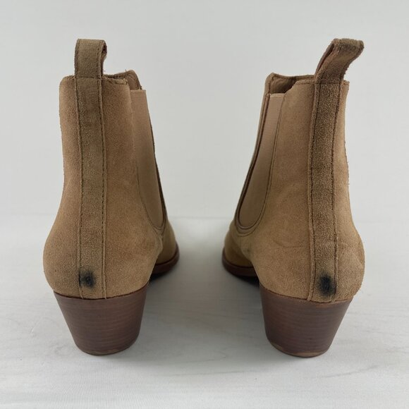 Thursday Chelsea Boots Womens 6.5 Suede Beige Handmade Leather Ankle Booties - Picture 3 of 11